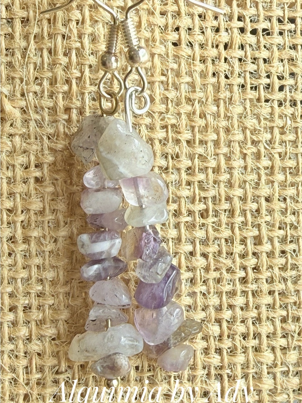 Alquimia Purple and Clear amethyst Chip Drop Earrings